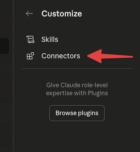 Claude connectors settings